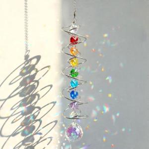 Atrapasoles de Cristal 45 cm con Espiral Doble - Móvil de V…