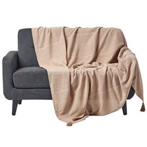 HOMESCAPES - Cubrecama, Lanzar 150 x 200 cm, Color Beige