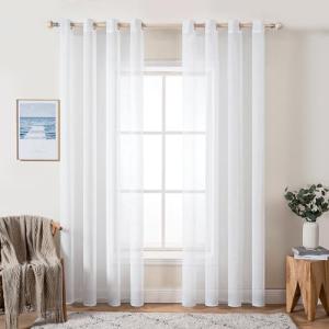 MIULEE Cortinas de Lino Cruzada Visillo Color Puro Transluc…