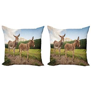 ABAKUHAUS Burro Set de 2 Fundas para Cojín, Dolomitas Itali…