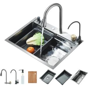 TVTIUO Fregadero de Cocina, Fregadero de Cocina Multifuncio…