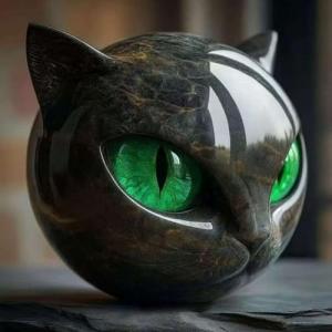 Aiwdeyi Escultura de Piedra de Gatos Negros de Lujo, Escult…
