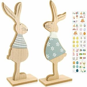 2 Pcs Conejo Decorativo Pascua,Decoración de Pascua de Made…