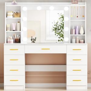 ANWBROAD Tocador con 10 Globos de Luz LED 3 Colores Brillo…