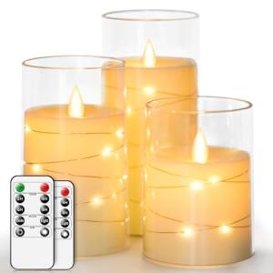 salipt Velas LED con Efecto de Cristal, Vela Eléctrica Efec…