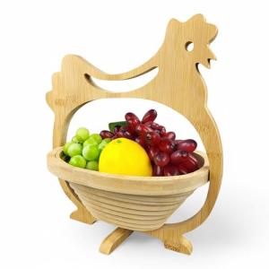 GMMH kuruk bambú Pollo Frutero Decorativo Madera 6 Plegable