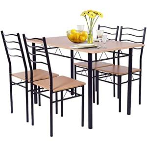 COSTWAY Mesa de comedor con 4 sillas, marco de metal contem…