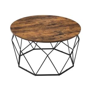 VASAGLE Mesa Baja Redonda, Mueble de salón, Marco de Acero,…