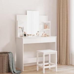 TECHPO Furniture Home Tools - Tocador con espejo, color bla…
