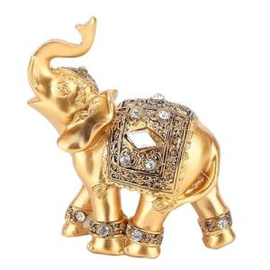 Tiiyee Estatuas de Elefante Dorado, Figura la Suerte con Tr…