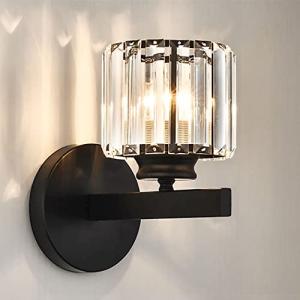 Lámpara de pared de cristal vintage E27, acabado negro mate…