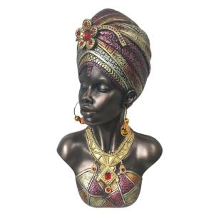 CAPRILO Figura Decorativa Étnica de Resina Busto Africana c…