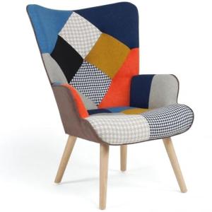 IDMarket Ivar - Sillón escandinavo en tejido Patchwork mult…