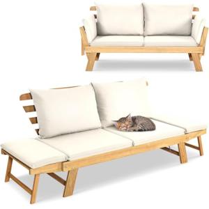 GIANTEX Sofá Cama Plegable de 2 Plazas con Cojines, Sofá Do…