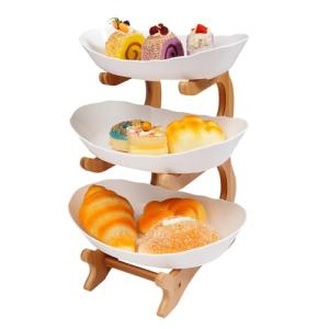 Fyssnn Frutero de 3 pisos con soporte de madera de bambú, 3…