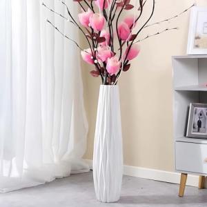 Florero grande de cerámica blanco, jarrón de mesa de piso d…
