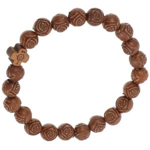 DEARMAMY Pulsera Religiosa Con Cuentas De Madera Pulsera Cr…