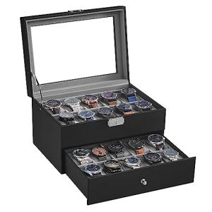 SONGMICS Caja de Relojes, Estuche de Relojes con Tapa de Cr…