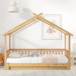 BENMWS Cama extensible de madera maciza natural, 90 x 200 cm