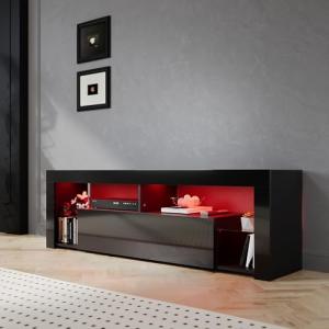 Sirhona - Mueble para TV LED, negro, banco de TV, 160 x 35…