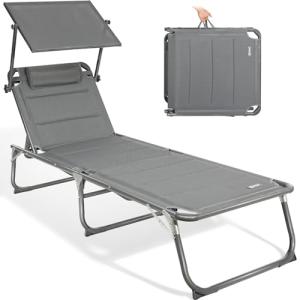 Homecall Tumbona con techo, reposacabezas, respaldo ajustab…