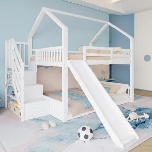 KecDuey Litera de 140 x 200 cm con escalera de almacenamien…