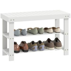 HOMCOM Banco Zapatero de Bambú Zapatero con Asiento Organiz…