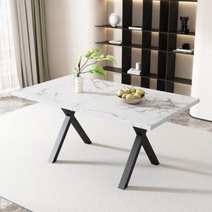SUKY Mesa de comedor, 140 x 80 x 76 cm, estructura de mármo…
