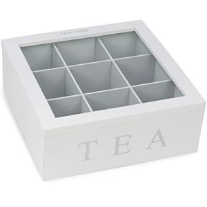 com-four® Caja de té con 9 Compartimentos - Caja de Madera…