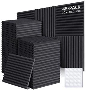 Ohuhu Paneles Acusticos 48 Piezas con Pegatinas, 30 x 30 x…