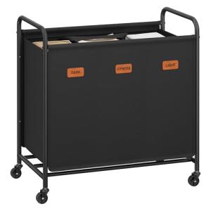 SONGMICS Cesto de Ropa con Ruedas, Cesta de Ropa 3 Comparti…