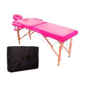 QUIRUMED Camilla Plegable Masaje de Madera Easy, Color Rosa…
