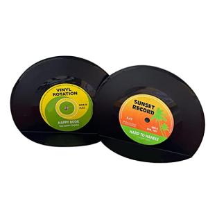 2 soportes para libros, forma de disco de vinilo, bordes re…