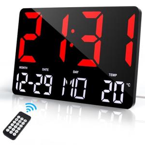 Lafocuse 12" LED Reloj de Pared Digital con Pantalla Grande…