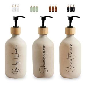 FCINNOVA Dispensador Jabon Baño Beige Mate 500ml Set de 3 B…