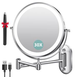 Auxmir Espejo Maquillaje con Luz Pared Aumento 1X/30X Recar…