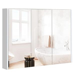 LIFEZEAL Armario de baño con Espejos, 90 x 11 x 65cm, Armar…