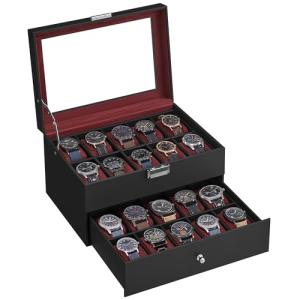 SONGMICS Caja de Relojes, Estuche de Relojes con Tapa de Cr…