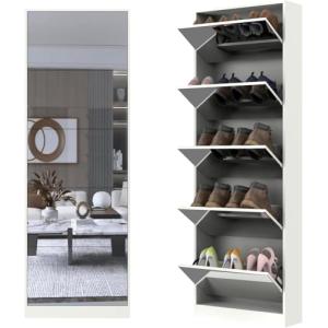 Organizedlife Mueble Alto para Zapatos con Espejo de Cuerpo…