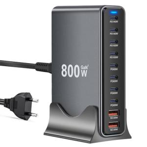 Cargador USB C de 800 W, Charger USB de 10 Puertos, Cargado…