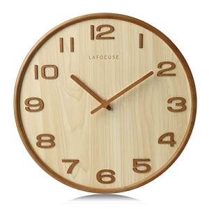 Lafocuse Reloj de Pared Vintage Madera Beige, Silencioso Cl…