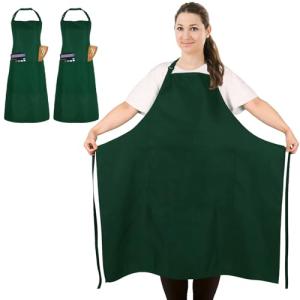 FunChaos 2 Pcs Grande Talla Delantales de Chef, Verde Delan…