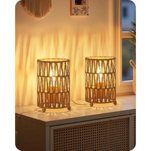 GOEBLESON Lámpara de Mesa de Imitación ratán, Juego de 2, P…