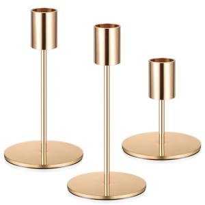 3 Pcs Candelabro Dorado, 8.5/14/16 cm Candelabros para Vela…