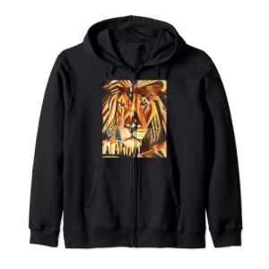 Pintura cubista moderna con cabeza de león Sudadera con Cap…