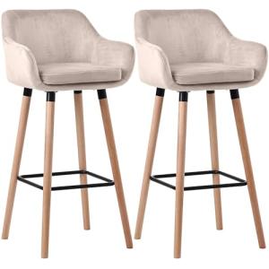 CLP Set De 2 Taburetes De Bar Grant En Terciopelo En Estilo…