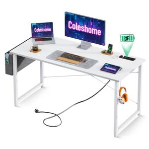 Coleshome Escritorio Blanca, 120x48cm Mesa Ordenador con 2…