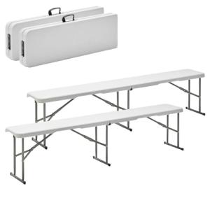 LOLAhome Set 2 Bancos Plegable, de Acero Anticorrosión y HD…