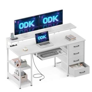 ODK Escritorio con 4 Cajones, Escritorio de Ordenador con T…