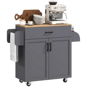 HOMCOM Isla de Cocina con Ruedas, Carrito de Cocina con Caj…